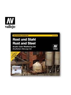  Vallejo - Model Color - Rust & Steel (9) + 2 Brushes Paint set
