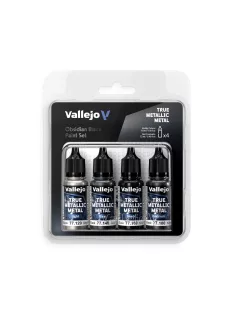 Vallejo - True Metallic Metal: Obsidian Black Paint Set (4)