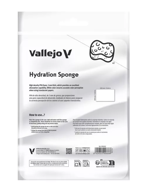 Vallejo - 2 Reusable hydration sponges (220 x 140 mm)