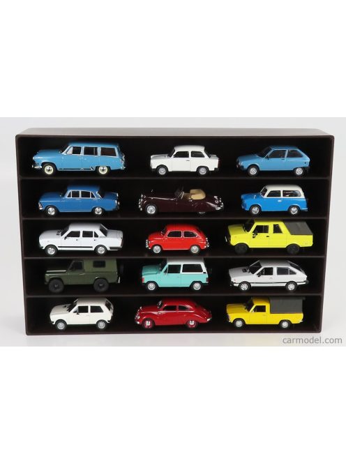 Vetrina Display Box - Accessories Espositore Aperto - For Auto 1/43 1/64 - Cars Not Included - Lungh.Lenght Cm 36.8 X Largh.Width Cm 6.7 X Alt.Height Cm 24.3 (Altezza Utile Tra I Ripiani Cm 4.5 Inner Height Among Shelves) Brown