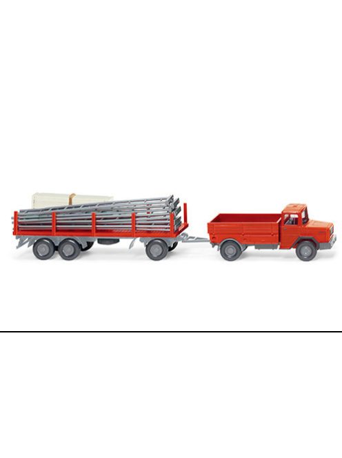 Wiking - Magirus Gerüstbau-Hängerzug, rot, 1970, 1:87
