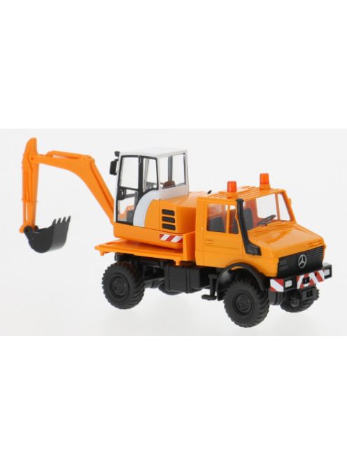 Wiking - Mercedes  Unimog mit Bagger, orange, 1975, 1:87