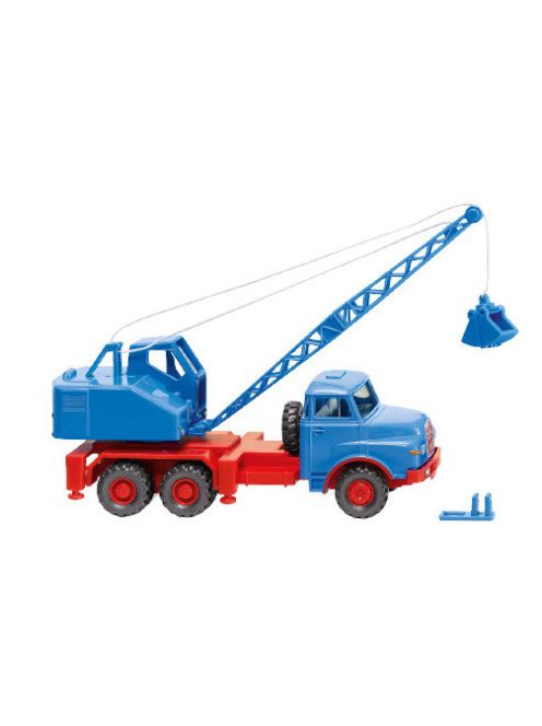 Wiking - MAN Kranwagen mit Fuchs Bagger, blau, 1969, 1:87
