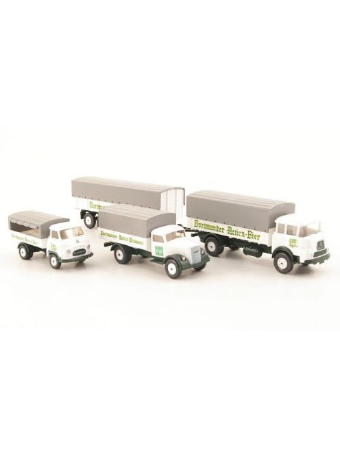 Wiking - Set Opel Blitz, Hanomag Kurier, Krupp 806, Dortmunder Actien-Bier, 1:87
