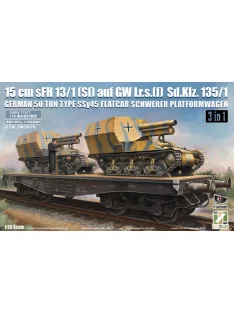   Zimi Model - 15 cm sFH 13/1 (Sf)auf Gw Lrs.(f )Sd.Kfz.135/1 with German 50 Ton Type SSy45 Flatcar Schwerer Platformwagen [3 in 1]