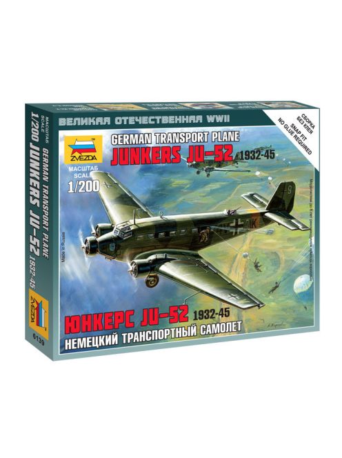 Zvezda - German Transport Plane Junkers Ju-52 /1932-1945/ 1:200 (6139)